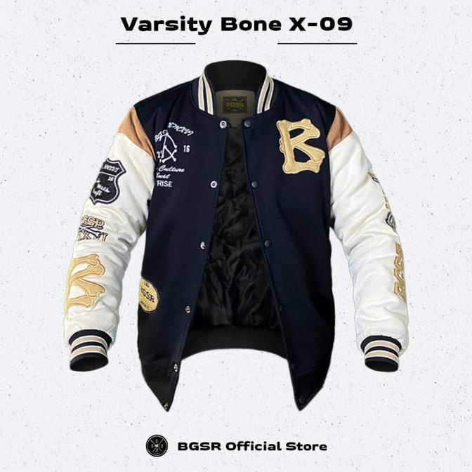 Jaket Baseball Varsity Jacket Windbreaker Bordir Tebal Adem Bone X09