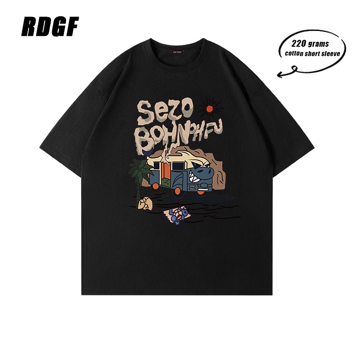 RDGF Oversized T-shirt Kaos retro Amerika bohnohfu kaos trendi mobil kartun/A0501