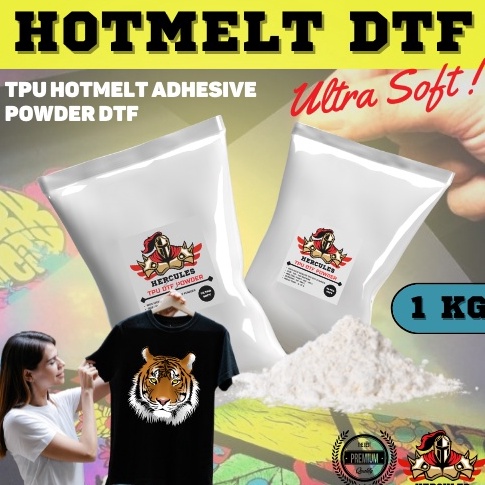 

Miliki Sekarang TPU Hot Melt Adhesive Powder Sablon DTF / Bubuk Transfer PET Film 1 Kg VAT