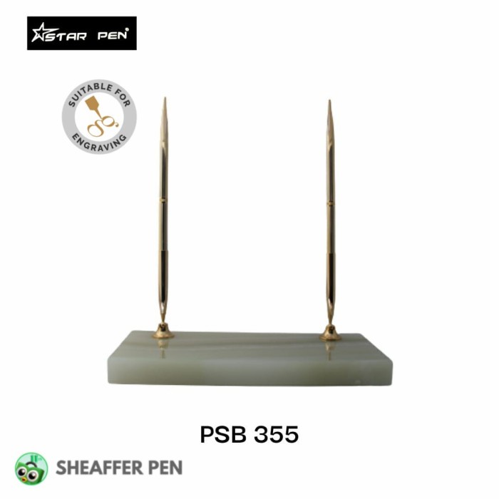 

Aurealiamall Star Pen Onyx Pen Stand With Double Metal Holders & Metal Pens