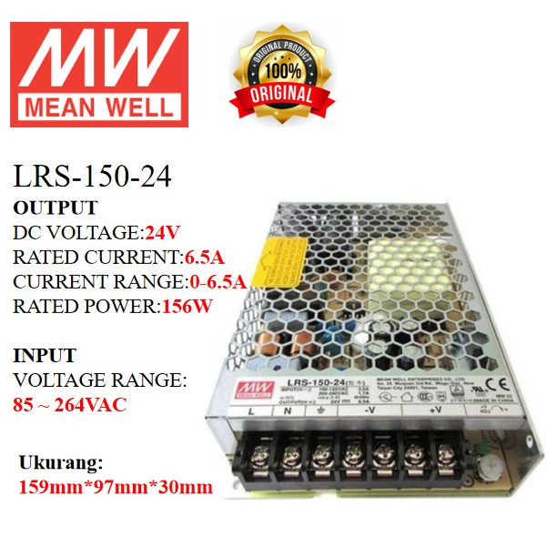 Meanwell Power Supply Lrs-150-24 Lrs 150 24 Lrs15024 Ballast 24Vindoor