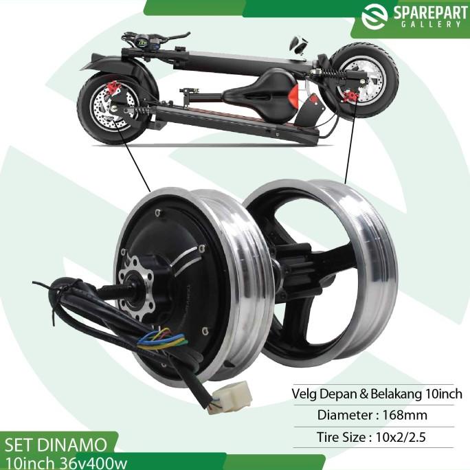 Set Dinamo 10inch 36v400w skuter listrik otoped motor bldc ring10"