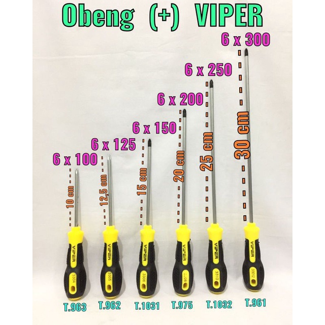 Drei Obeng Kembang (+)  Bermaghnit Visero / Viper Dengan 5 Variasi & Ukuran