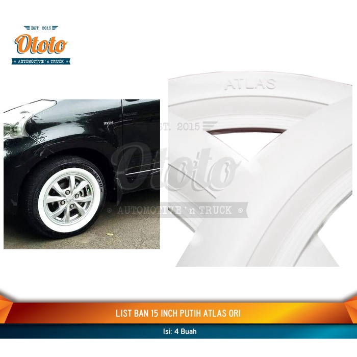 List Ban Putih 15 Inch Atlas Ori - White Wall Wheels List Velg Mobil Promo