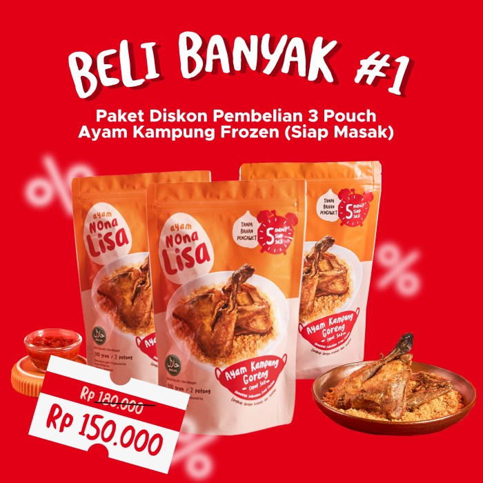 

[BELI BANYAK #1] 3 Pouch Ayam Kampung Goreng - HALAL