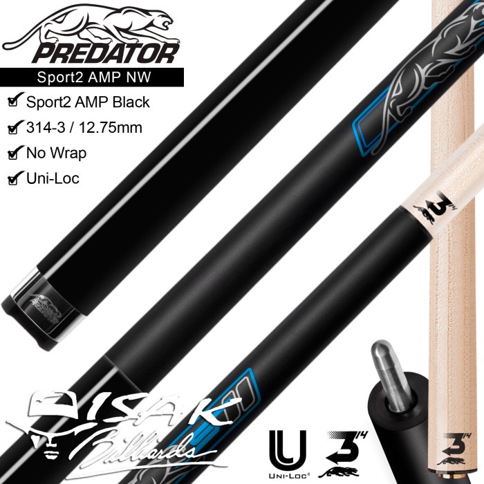 Billiard Predator Sport2 Amp Nw Uniloc Low Deflection Billiard Cue Stick