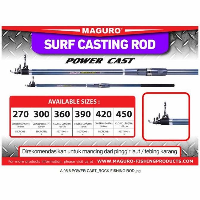 Joran Surf Maguro Power Cast 270 300 360 390 420 450 pilih ukuran