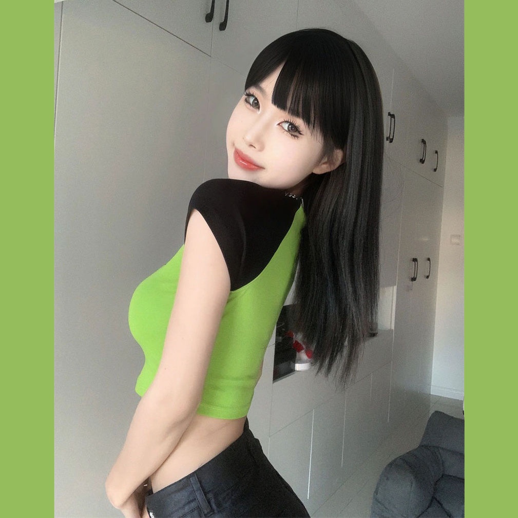 Red Kapas Murni Keinginan Murni Gadis Panas Raglan Bahu Splicing Bagian Pendek Slim Lengan Pendek T-shirt Wanita Musim Panas Kecil Siswa In top Tide