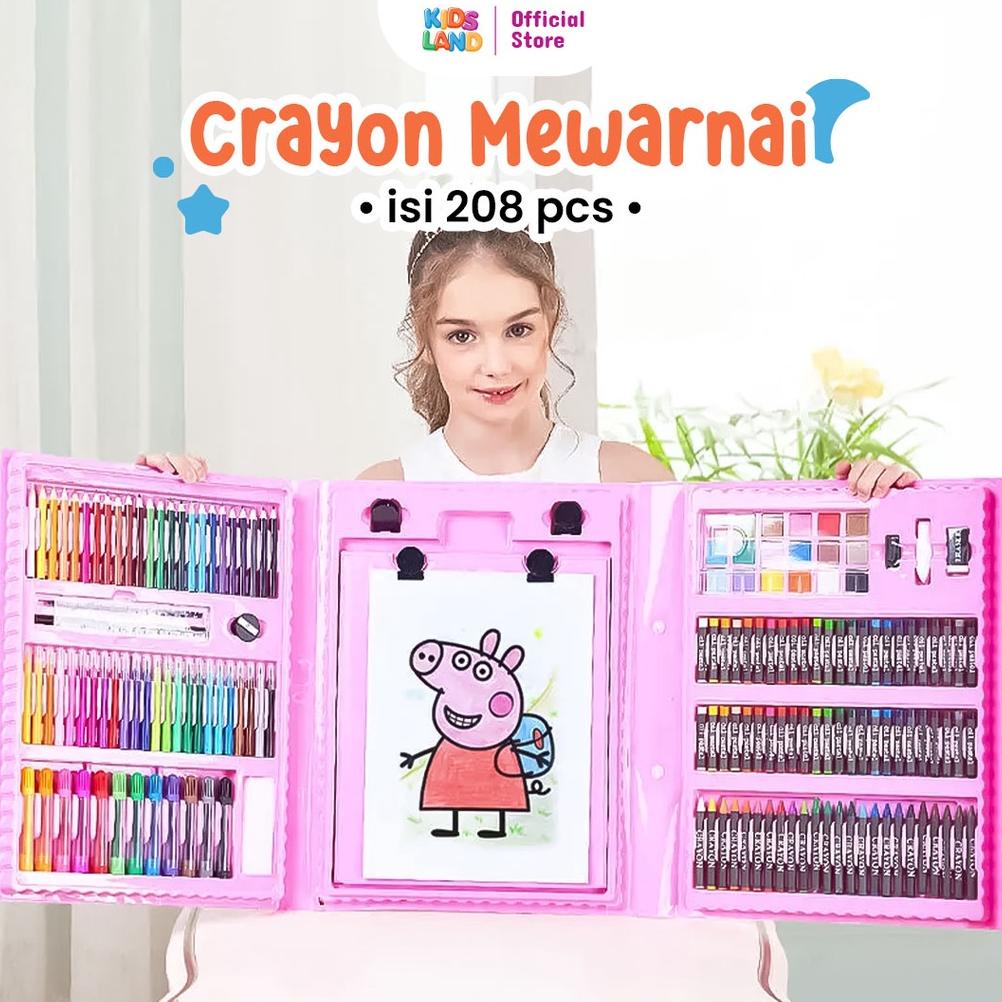 

Crayon Mewarnai 208pcs Crayon Set 208pcs Oil Paste Kualitas Impor KIDS LAND