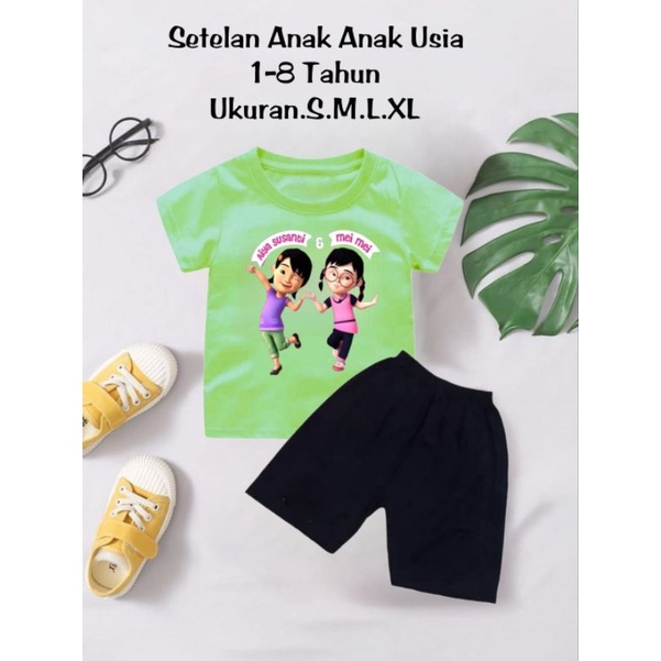 Setelan Kaos Anak Perempuan Mei-Mei Dan susanti Uk.S.M.L.XL