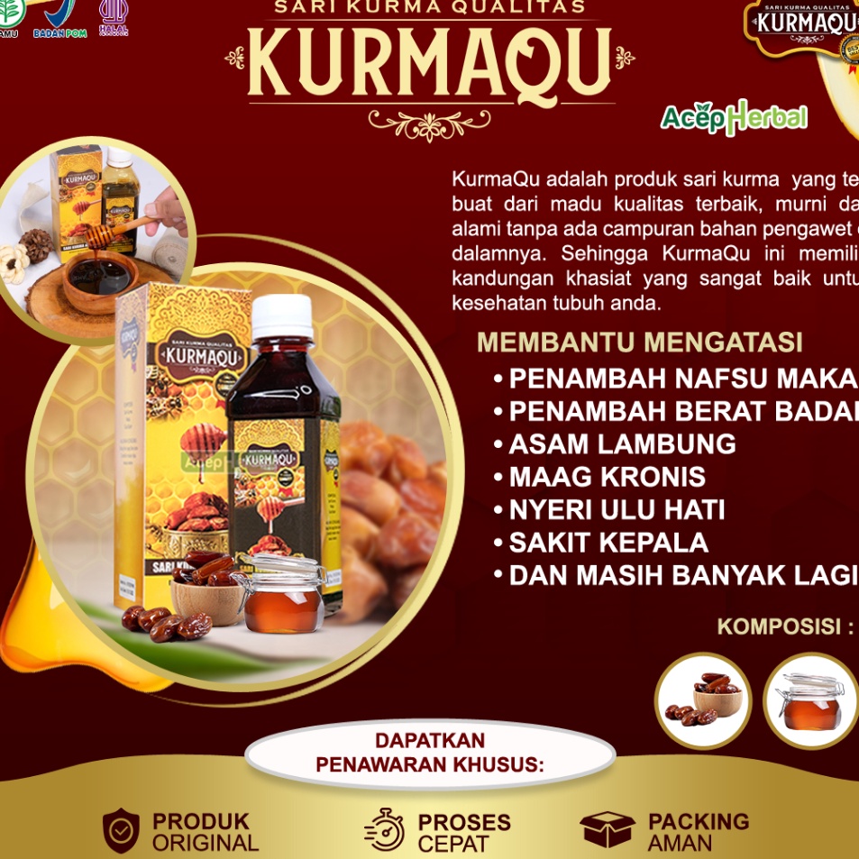 

Baru❇ EBJUY Kurmaqu Sari Qurma Dan Madu Suplemen Penggemuk Badan Penambah Nafsu Makan Asam Lambung Gerd Perut Begah Bau Mulut Sakit Kepala Anemia Untuk Anak dan Dewasa 100% Original Bpom Halal D37 ↓Harga Murah