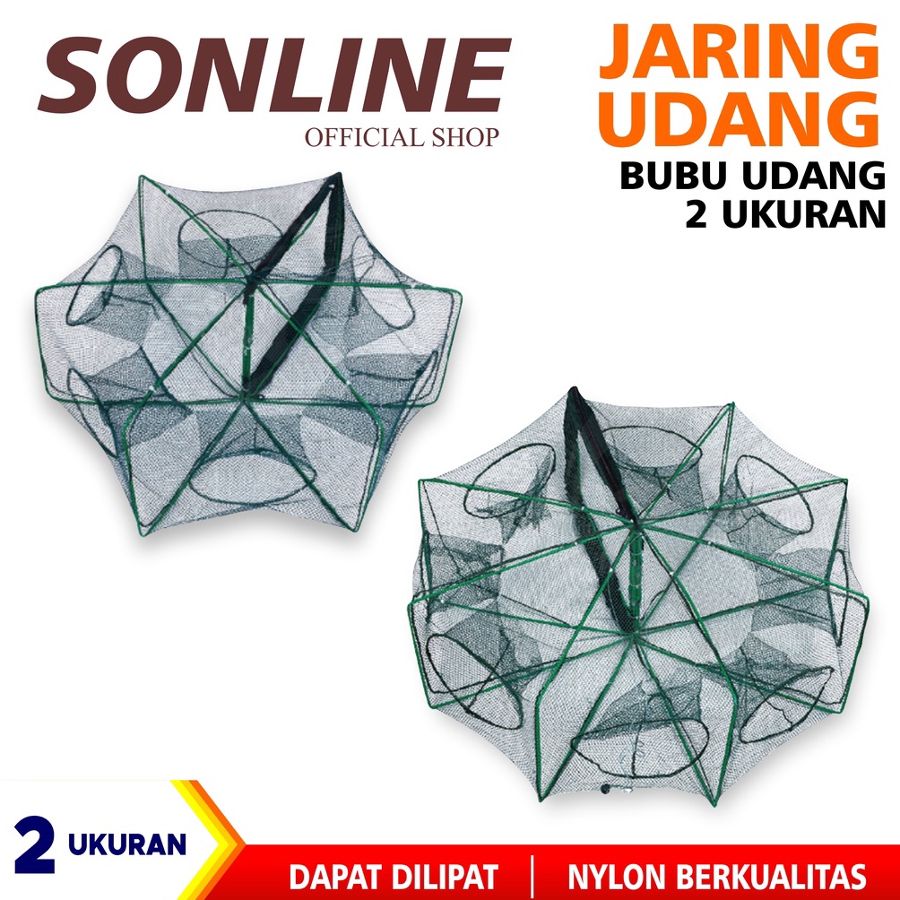 NIU.25Jn23g ▪ SONLINE Bubu Ikan 2 Model 8 Lubang & 6 Lubang Udang Jaring lubang Dilipat Portabel Hex