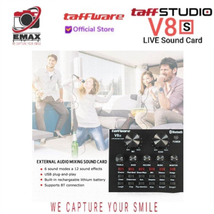 Taffstudio V8U Sound Card Bluetooth Mic Audio Taff Studio Soundcard V8
