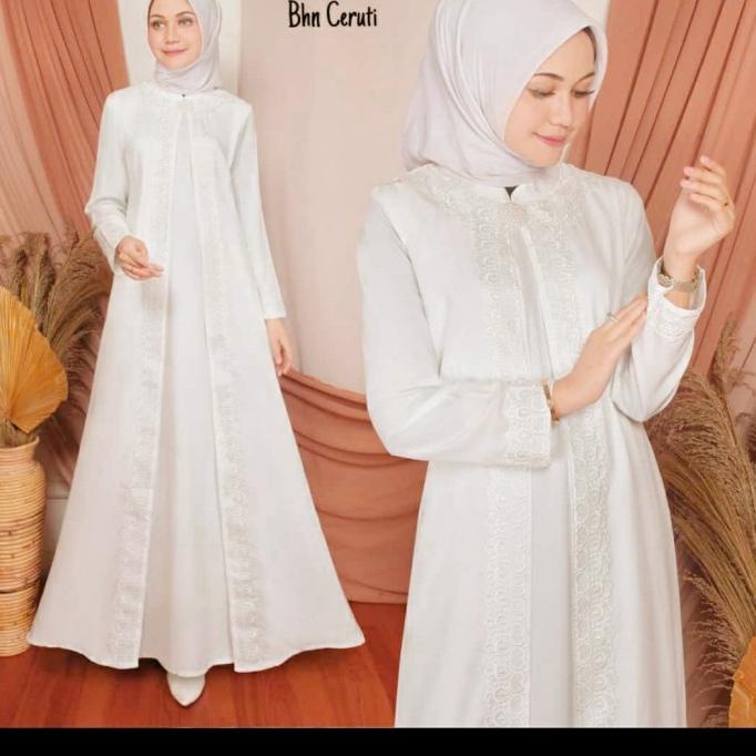 gamis putih wanita Bahan sifon gamis putih abaya