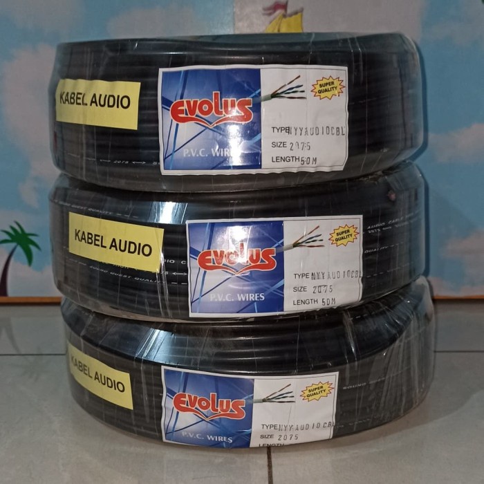 KABEL LISTRIK / AUDIO SERABUT EVOLUS 2X0,75 (50M) - HITAM