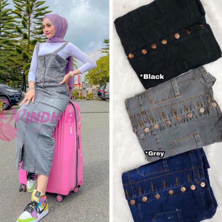 12.12 Flash Sale Delila Delilla Overall Jeans Wanita | Overal Rok Kodok Jean Jens Jins Denim 