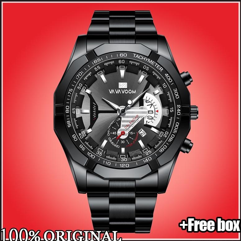 New Vava Voom 2381 Jam Tangan Pria Luxury Stainless Steel Quartz Original Tahan Air Watch