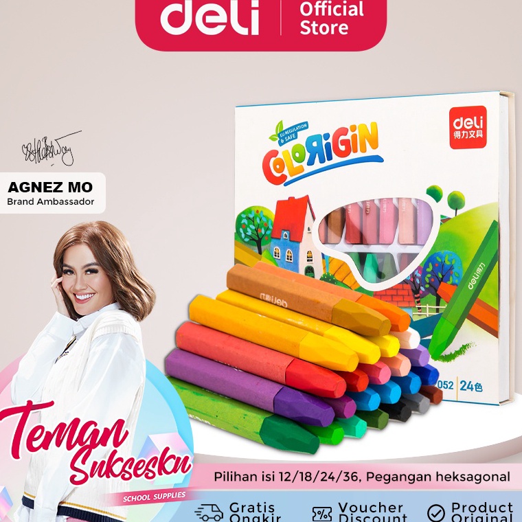 

YBL Deli Oil pastel 12/18/24/36 warna cerah dengan pen holder extender dan rautan pensil 7205 Series ↓COD