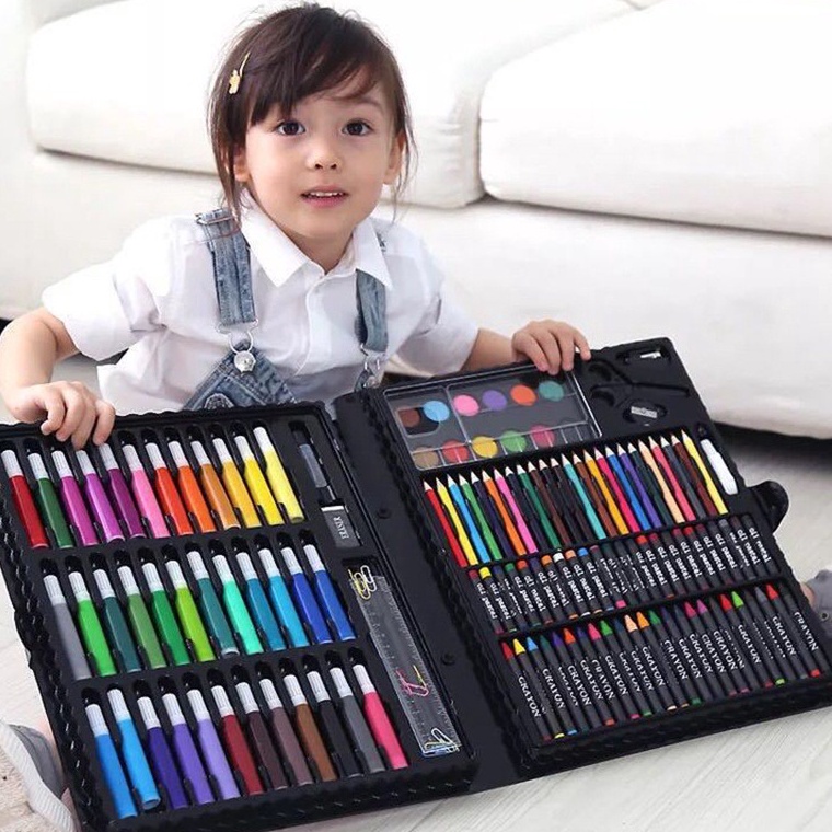 

[ENR.7Jn23н] WJ514 Crayon Set 150 Pcs Art Set Peralatan Gambar Lukis Isi 150 Pensil Warna Krayon Set