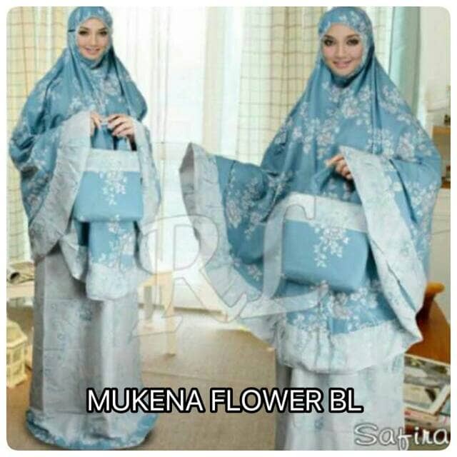 Grosir Mukena Katun Jepang Flower Bl