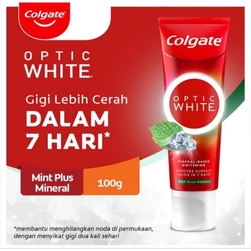 COLGATE OPTIC WHITE PLUS SHINE PASTA GIGI PEMUTIH WHITENING TOOTH PASTE MINT PLUS SHINE EXFOLIATING MINERAL