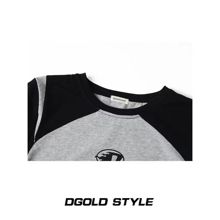 Red Bai Xiaoyu Musim Panas Awal Desain Asli Bahu Raglan Warna Yang Sesuai dengan Lengan Pendek T-shirt Slim Fit Gadis Pendek Top