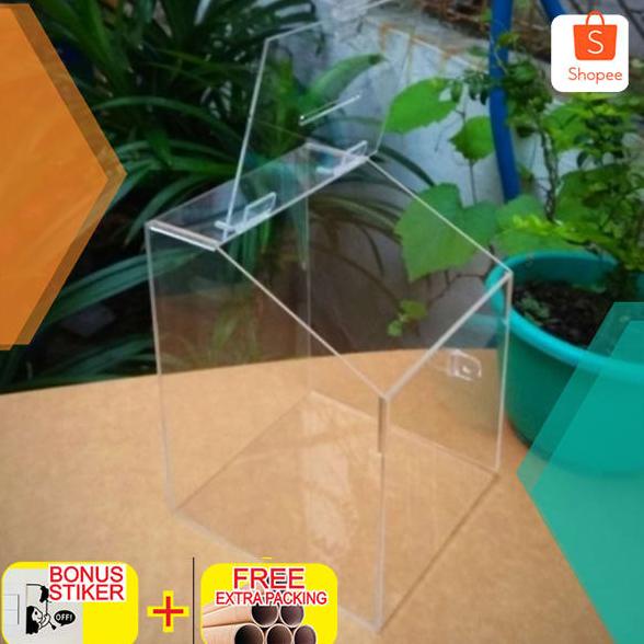 

7.7 kotak saran atau amal acrylik bening - bening Elegan