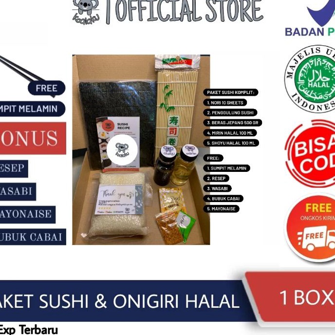 

12.12 Terlaris Paket Bahan Pembuat Sushi Maker Set Nori Kimbab dan Onigiri Baby Koala Lengkap Halal Komplit Instan Praktis serbuuu !