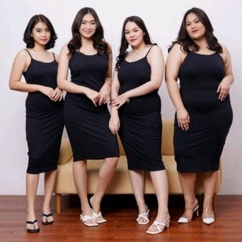 dqw82 Jenny Slim Dress Sleeveless Bodycon Wanita Sexy Stretch / Inner Dress CVC Spandek .,..,.,,,,.,