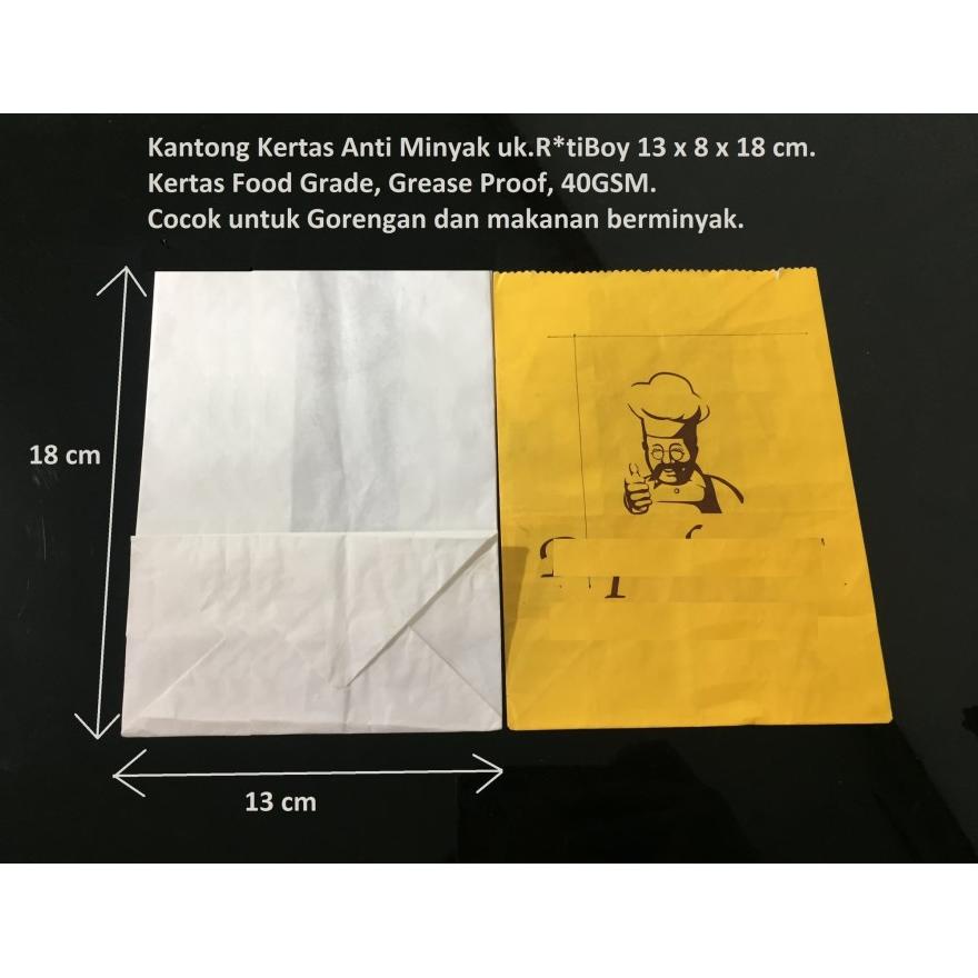 

New (100 Pcs) Paperbag Kantong kertas Anti minyak Rotiboy