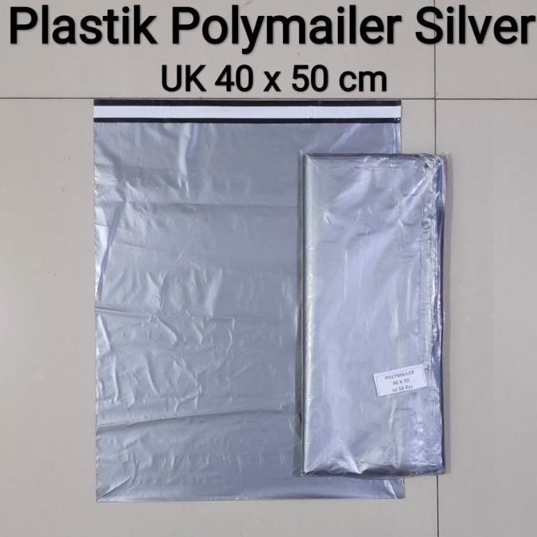 

Promo Plastik Packing Polymailer Silver Uk 40x50 (50pcs), plastik packing Lem, plastik Olshop
