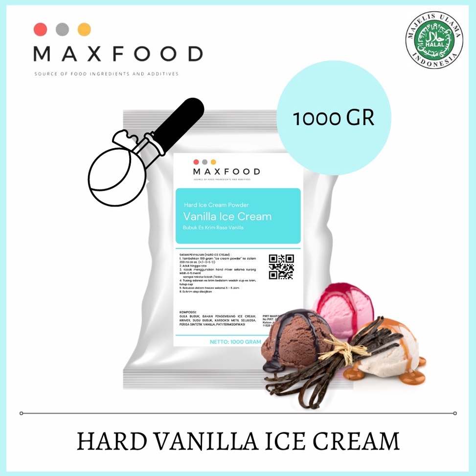 

(COD )NEW_PRODUCT MAXFOOD - Hard Ice Cream Vanilla / Bubuk Es Krim Rasa Vanilla 1 Kg