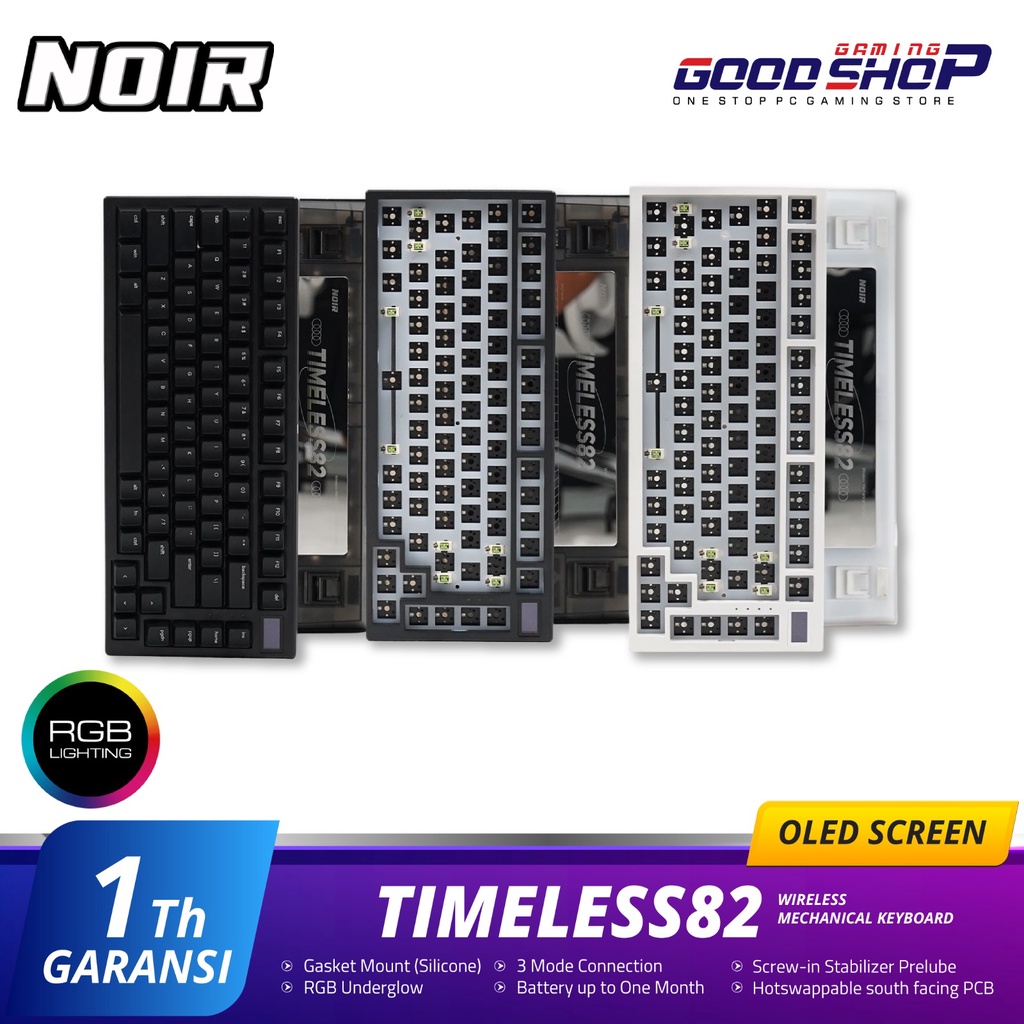 Noir Timeless82 75% Wireless OLED Mechanical Keyboard Gasket Mount ABS