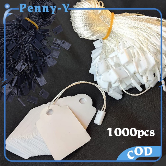 

Terlaris 1000Pcs Tali Hang Tag Gantingan Label Baju Loop Pin Warna Hitam Putih