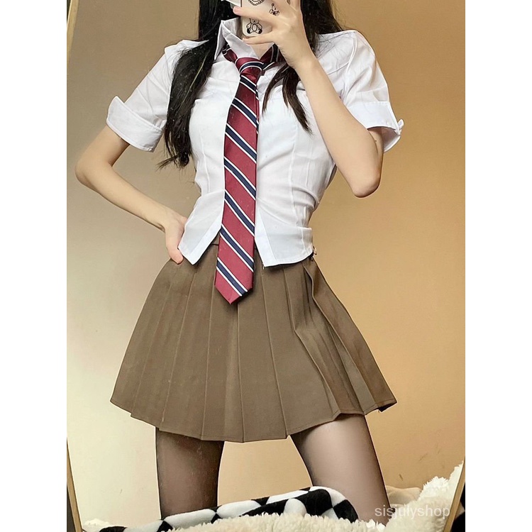 [✅BISA COD] #Sisjuly# Setelan wanita / pakaian Korea memakai atasan kemeja pinggang ramping + rok li