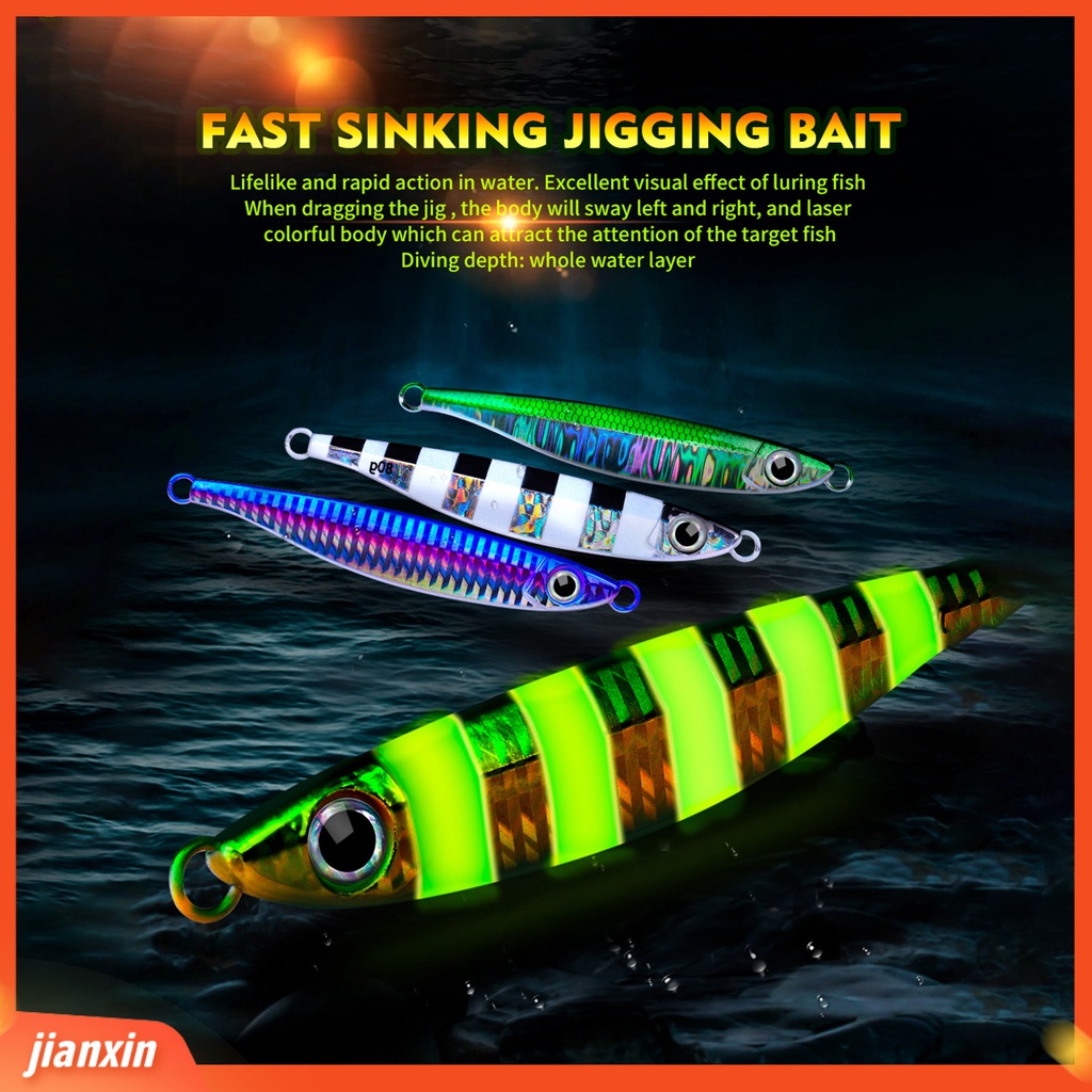 [Jianxin] 14/40/80g Umpan Pancing 3D Simulasi Fisheye Tajam Kait Bercahaya Angling Logam Air Asin Glow-in-the-dark Bionic Buatan Umpan Memancing Luar Ruangan