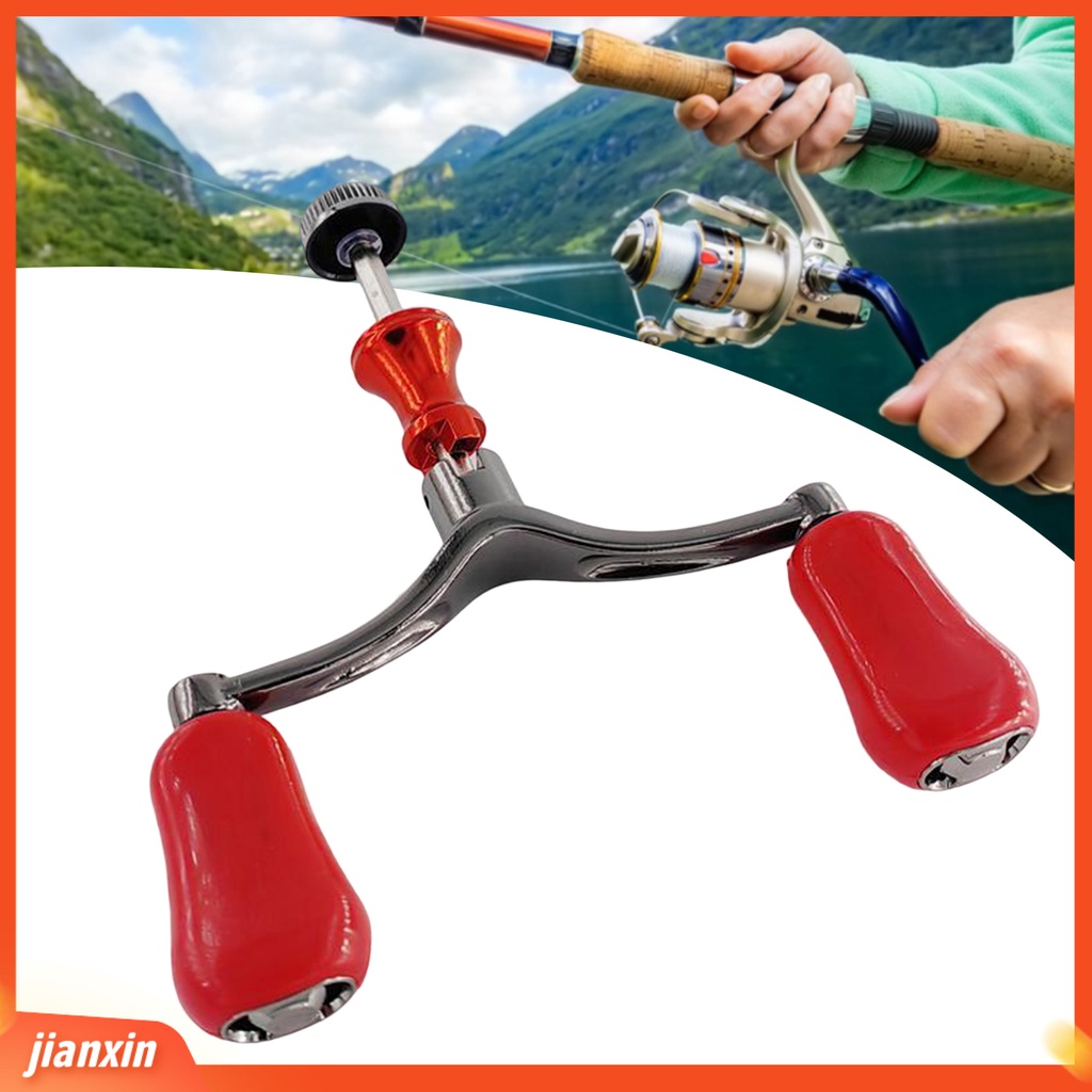 [Jianxin] fishing Reel Handle Desain Ergonomis Tahan Korosi Reusable Double Handle Instalasi Mudah Memancing Reel Handle Double Knob Grip Pengganti Perlengkapan Memancing
