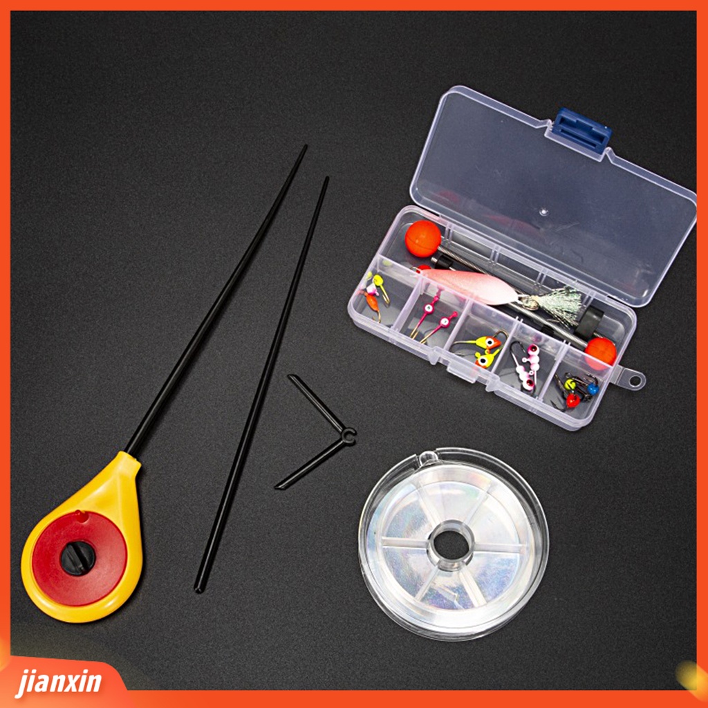 [Jianxin] 1 Set Perlengkapan Memancing Musim Dingin Stabilitas Bagus Pemasangan Mudah Kuat Portabel Tahan Aus Angling Baja Karbon Tinggi Es Pancing Musim Semi Kombinasi Garis Kait Untuk Outdoor