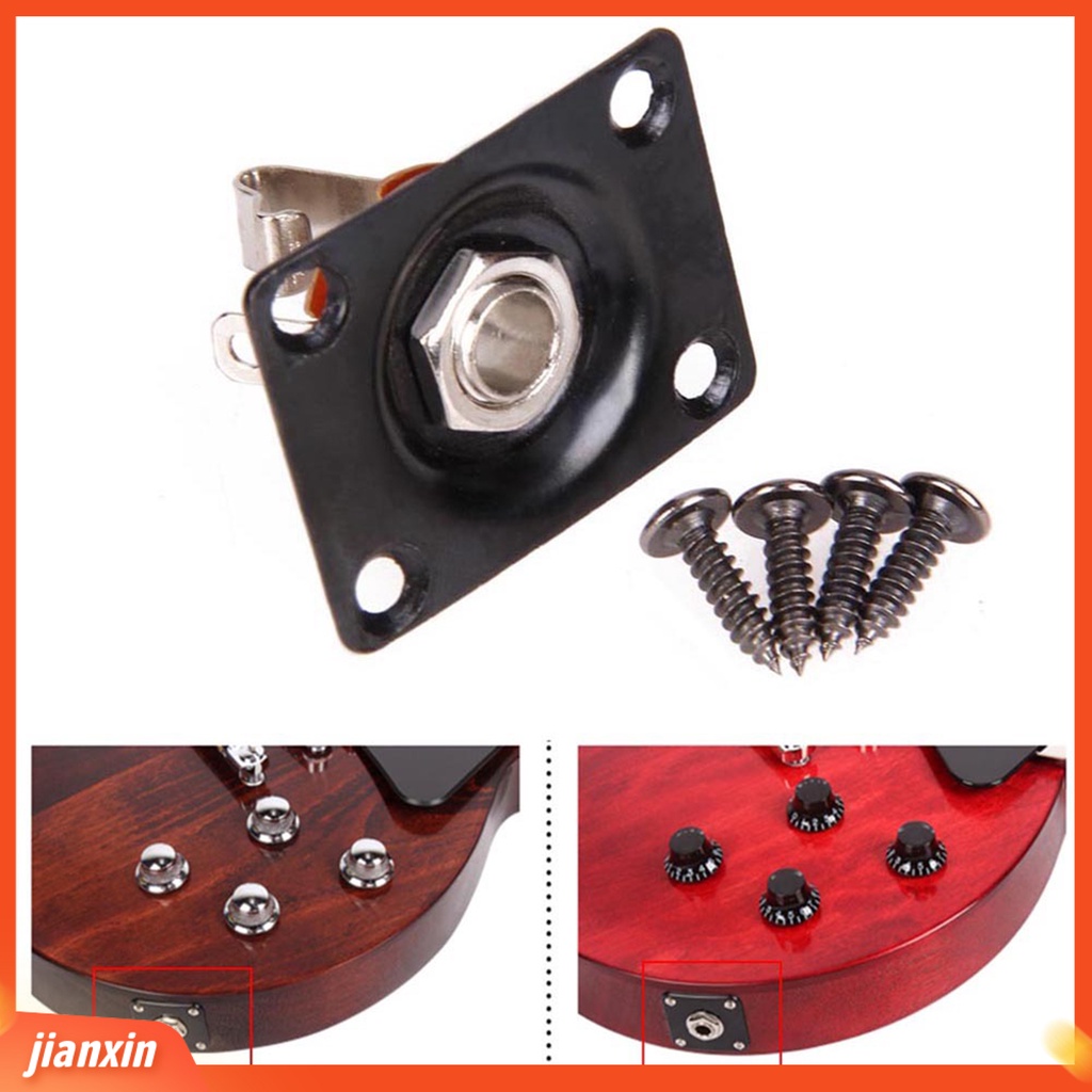 [Jianxin] Jack Plate Bentuk Persegi 3 Warna Ukuran 6.35mm Untuk Gitar Bass Elektrik