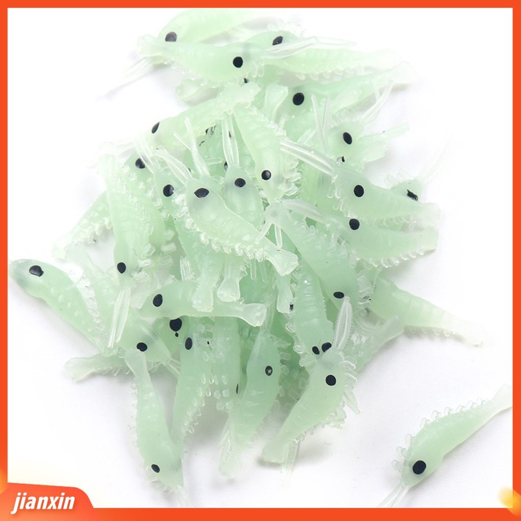 [Jianxin] 50pcs / Set Umpan Pancing Bentuk Udang Bahan Silikon Luminous Untuk Air Tawar / Laut