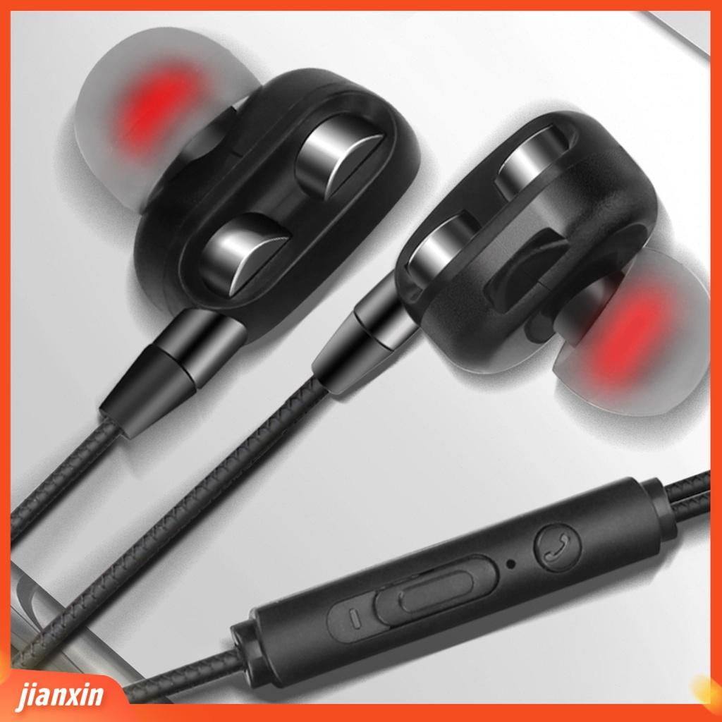 [Jianxin] Earphone Sport Model In-ear Suara Heavy Bass HiFi Dual Driver dengan Kabel