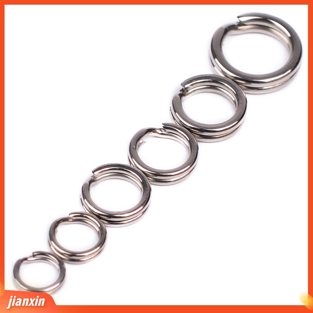 [Jianxin] 100pcs Cincin Loop Split Ganda Bahan Stainless Steel untuk Aksesoris Memancing