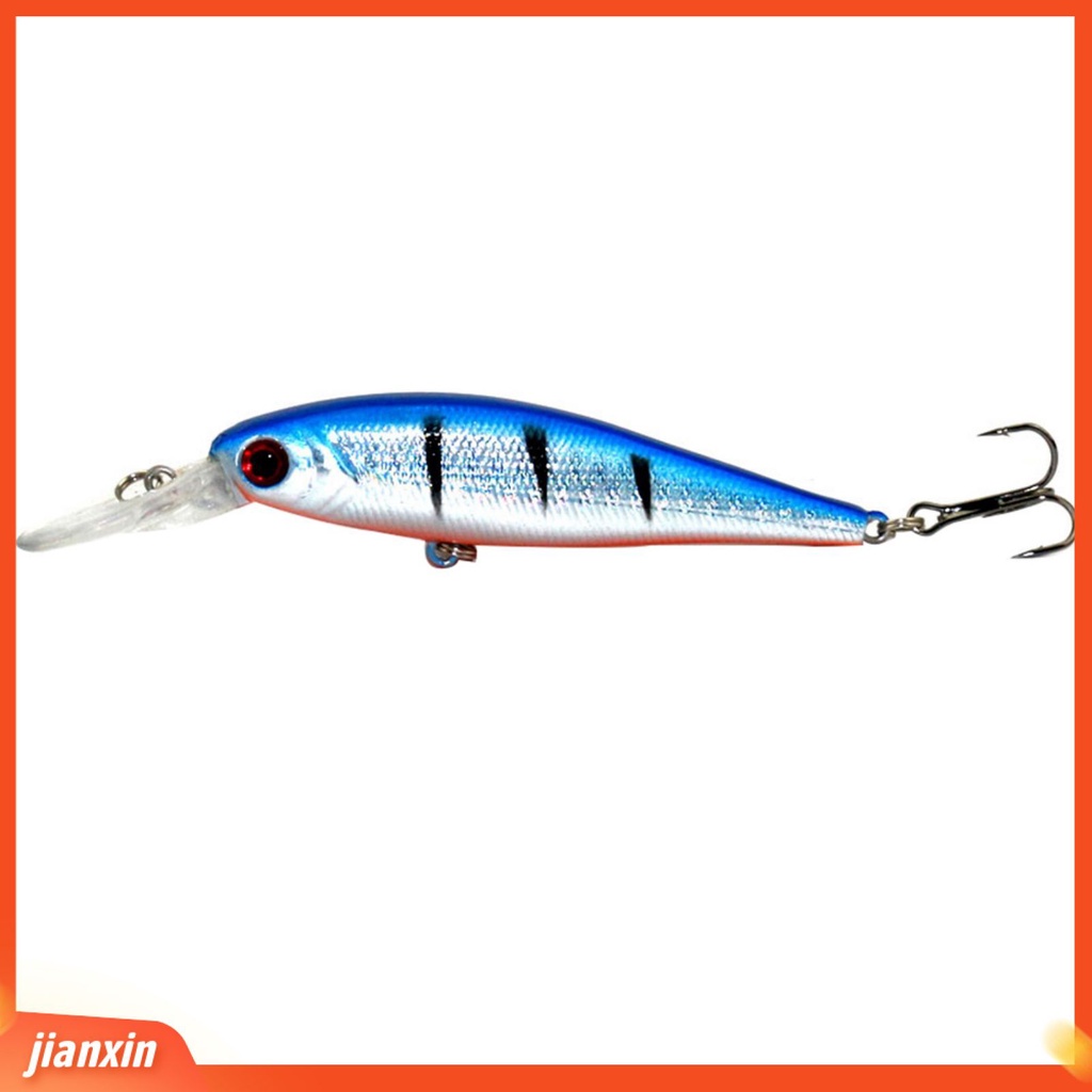 [Jianxin] 11cm Umpan Pancing Ikan Minnow Bergaris dengan Kail / Mata Pancing Treble