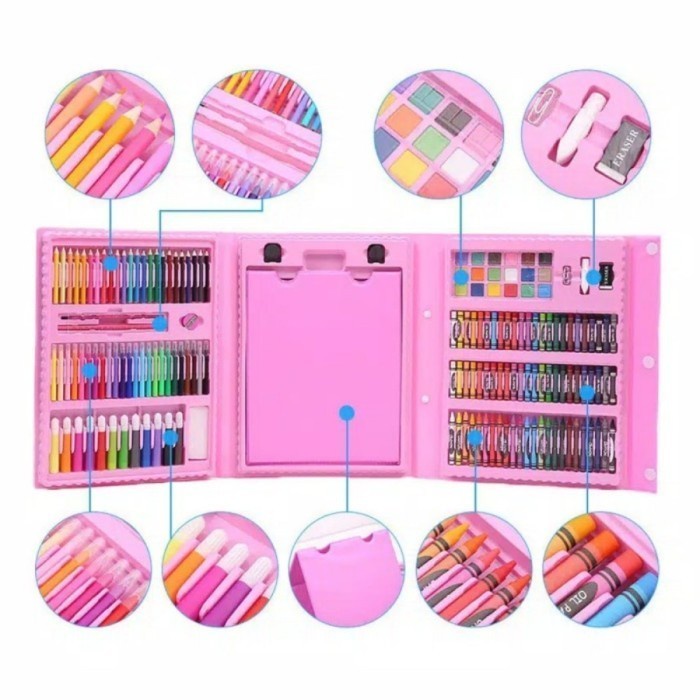 BAROKAH gAMIS Crayon Set 208 Pcs Crayon Alat Melukis Mewarnai Set Lengkap drawing