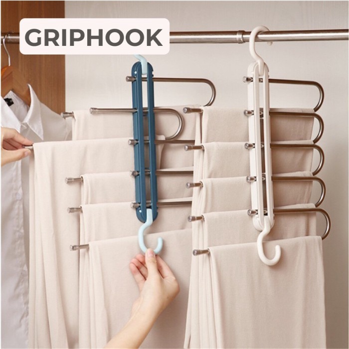 FM FIT GripHook Hanger Stainless 5in 1 Trouser gantungan baju celana Hijab