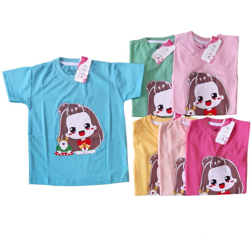 3-7tahun Grosir Ecer kaos import anak perempuan / cewek usia 3 4 5 6 7 tahun