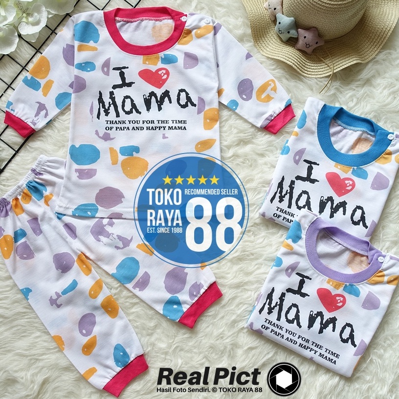 "PAB.3Jn23ғ" [SPY-RF33] TOKO RAYA 88, Setelan Baju Bayi 3-18 Bulan, RED FOREST I Love Mama DP, Kaos 