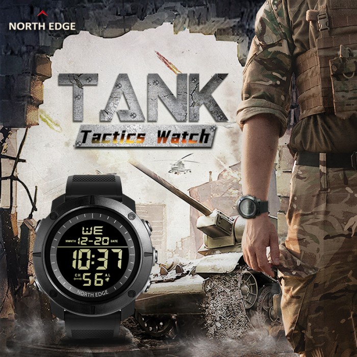 North Edge Tank Tactics Dital Military Army Watch Wateroof 5M