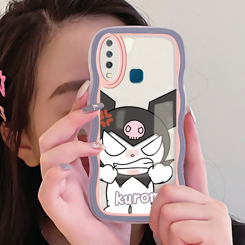 Casing Ponsel untuk VIVO Y12 Y15 Y17 Y12i Y3 Y3s 2020 S1 Case kartun marah pola krim gelombang perba