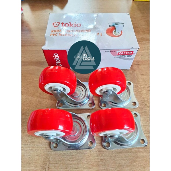 [1 SET 4PCS] Roda Gepeng Merah Hidup 2&quot; 50mm / Roda Casters Hidup